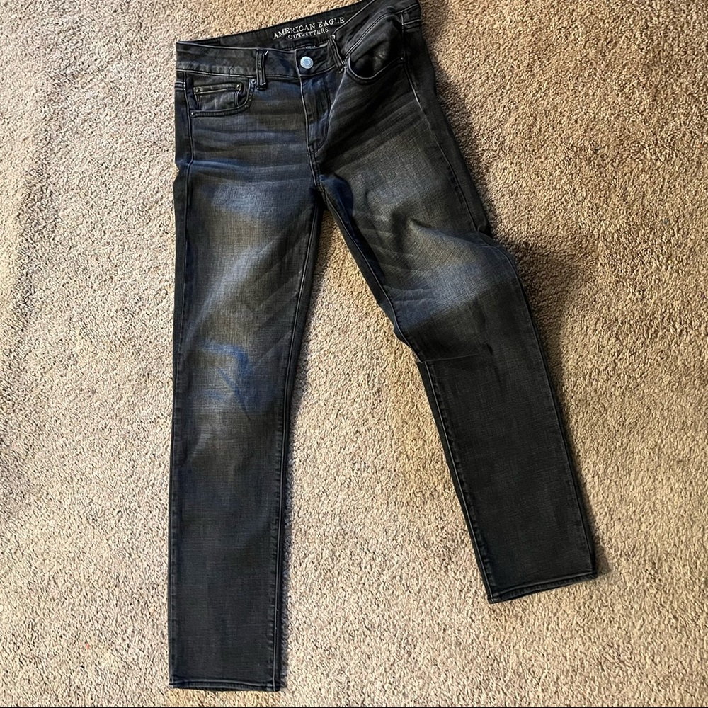 American Eagle Black Jeans Super Stretch Straight womens size 8